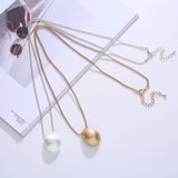 Gold/Silver Oval Pendant Long Necklaces for Women