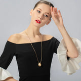 Gold/Silver Oval Pendant Long Necklaces for Women