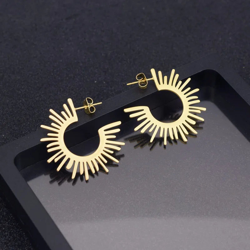 Sun Flower Stud Earrings Stainless Steel Earring
