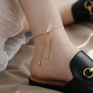 Adjustable Ankle Bracelet Snake Chain Foot Chain Beads Jewelry Gift