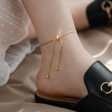 Adjustable Ankle Bracelet Snake Chain Foot Chain Beads Jewelry Gift