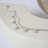 Double Layer Sterling Silver Anklet for Women Foot Chain Bracelet