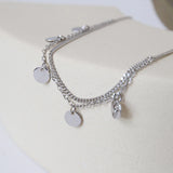 Double Layer Sterling Silver Anklet for Women Foot Chain Bracelet