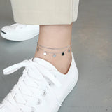 Double Layer Sterling Silver Anklet for Women Foot Chain Bracelet