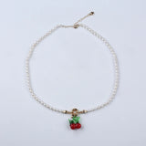 Cherry Rice Pearl Necklace 4-4.5mm for Women