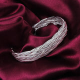 925 Silver Twisted Web Cuff Bangles for Women Punk Jewelry