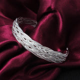 925 Silver Twisted Web Cuff Bangles for Women Punk Jewelry