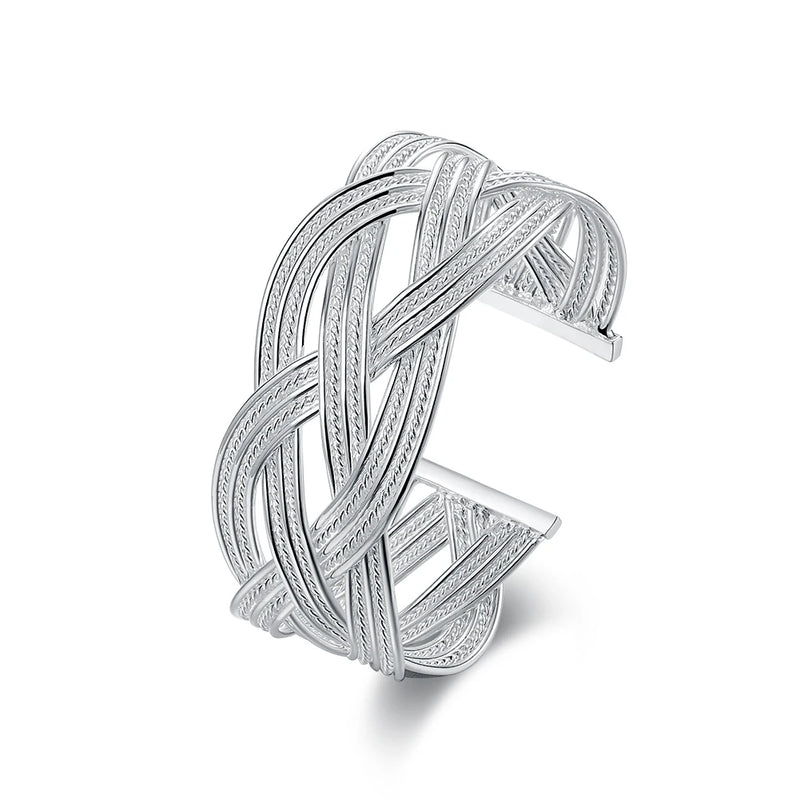 925 Silver Web Open Cuff Bracelets for Women