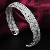 925 Silver Twisted Web Cuff Bangles for Women Punk Jewelry