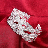 925 Silver Web Open Cuff Bracelets for Women