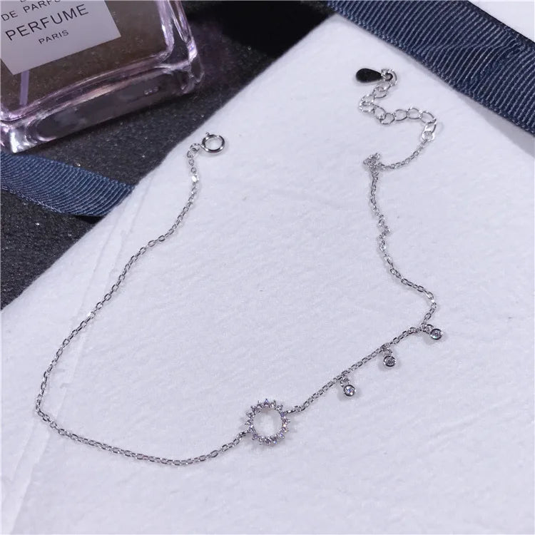 Circle Ankle Bracelet 925 Sterling Silver Women Anklet
