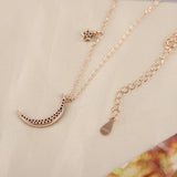 Sparkling Zircon Moon Pendant 925 Silver Women Choker Necklace