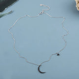 Sparkling Zircon Moon Pendant 925 Silver Women Choker Necklace