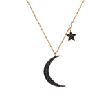 Sparkling Zircon Moon Pendant 925 Silver Women Choker Necklace