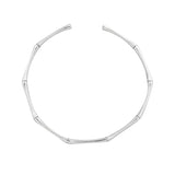 925 Sterling Silver Women Cuff Bracelet Bamboo Shape