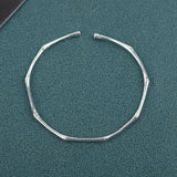 925 Sterling Silver Women Cuff Bracelet Bamboo Shape