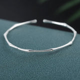 925 Sterling Silver Women Cuff Bracelet Bamboo Shape