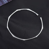 925 Sterling Silver Women Cuff Bracelet Bamboo Shape