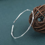 925 Sterling Silver Women Cuff Bracelet Bamboo Shape