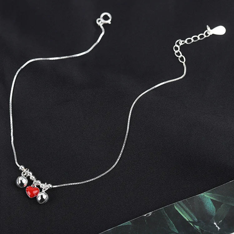 Heart Shape Anklet 925 Sterling Silver Women