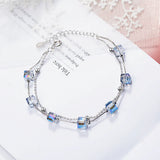 Double Layer Square Candy Crystal Bracelet 925 Silver Hand Jewelry