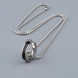 Double Ring Titanium Steel Necklace for Men Women Letter Hip Hop Personality