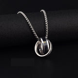 Double Ring Titanium Steel Necklace for Men Women Letter Hip Hop Personality