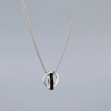 Double Ring Titanium Steel Necklace for Men Women Letter Hip Hop Personality