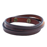 Double-deck Leather Bracelets For Men Punk Wristband Cuff Jewelry