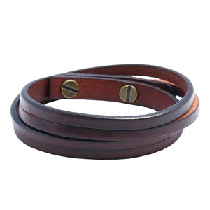 Double-deck Leather Bracelets For Men Punk Wristband Cuff Jewelry