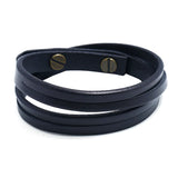 Double-deck Leather Bracelets For Men Punk Wristband Cuff Jewelry