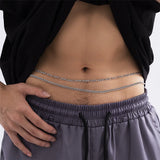 Double-layer Metal Line Waist Chain for Men Hip hop Minimalist Belly Chain