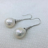 Freshwater Pearl Silver Drop Earrings for Women