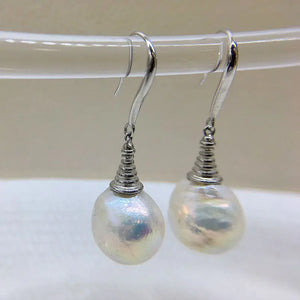 Freshwater Pearl Silver Drop Earrings for Women