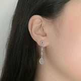 Long Tassel Earrings S925 Sterling Silver with Micro-Encrusted Zirconia