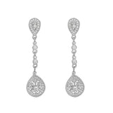 Long Tassel Earrings S925 Sterling Silver with Micro-Encrusted Zirconia
