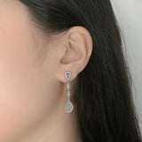 Long Tassel Earrings S925 Sterling Silver with Micro-Encrusted Zirconia
