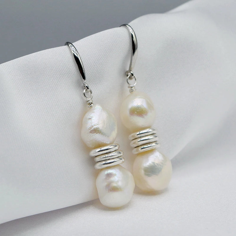 Baroque Freshwater Pearl Silver Earrings