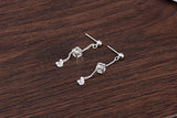 925 Silver Cube Zircon Tassel Drop Earrings for Women