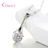 925 Silver Drill Ball Hook Earring Necklace Set Rhinestone Disco Ball Jewelry