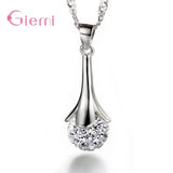 925 Silver Drill Ball Hook Earring Necklace Set Rhinestone Disco Ball Jewelry