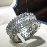 925 Silver CZ Zircon Crystal Ring Wedding Engagement Bague Femme
