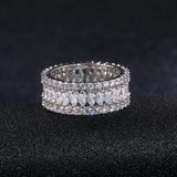 925 Silver CZ Zircon Crystal Ring Wedding Engagement Bague Femme
