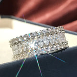 925 Silver CZ Zircon Crystal Ring Wedding Engagement Bague Femme