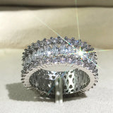 925 Silver CZ Zircon Crystal Ring Wedding Engagement Bague Femme