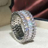 925 Silver CZ Zircon Crystal Ring Wedding Engagement Bague Femme