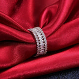 925 Silver CZ Zircon Crystal Ring Wedding Engagement Bague Femme
