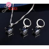 Crystal Necklace Set 925 Sterling Silver Wedding Bridal Jewelry