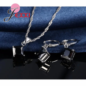 Crystal Necklace Set 925 Sterling Silver Wedding Bridal Jewelry