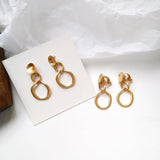 Metal Round Clip Earrings No Piercing Required